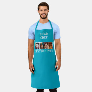 Head Chef Best Dad Ever 4 photo white blue Apron