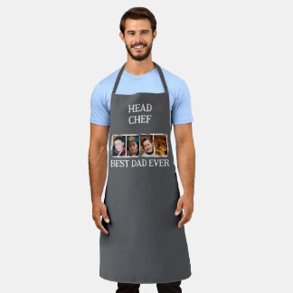 Head Chef Best Dad Ever 4 photo white grey Apron