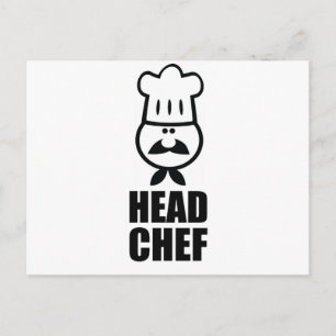 Head chef face & hat black design postcard