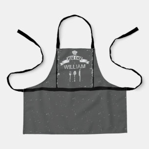 Head Chef grey name boy Apron