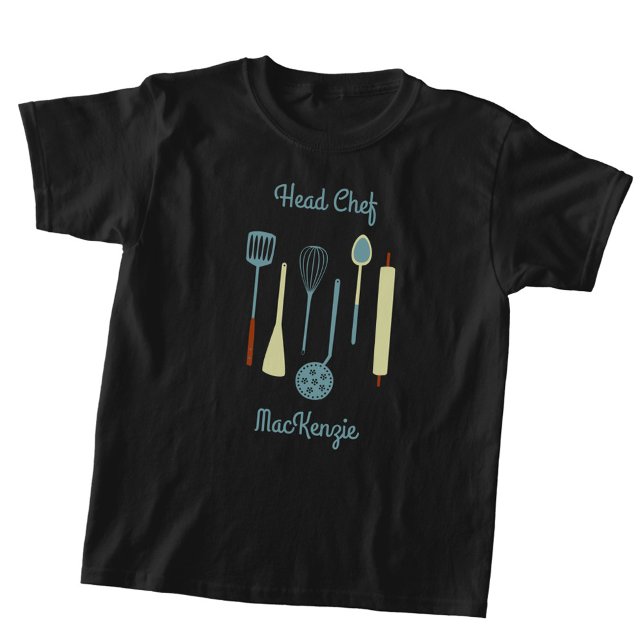Head Chef Personalised Cooking T-Shirt (Fun head chef personalized name kids cooking t-shirt)