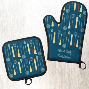 Head Chef Personalized Oven Mitt & Pot Holder Set