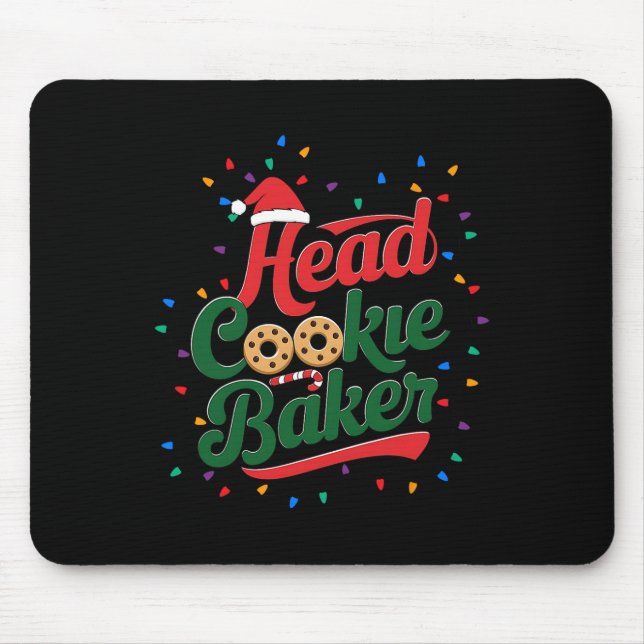 Head Cookie Baker Christmas Cookie Baking  Mouse Mat (Front)