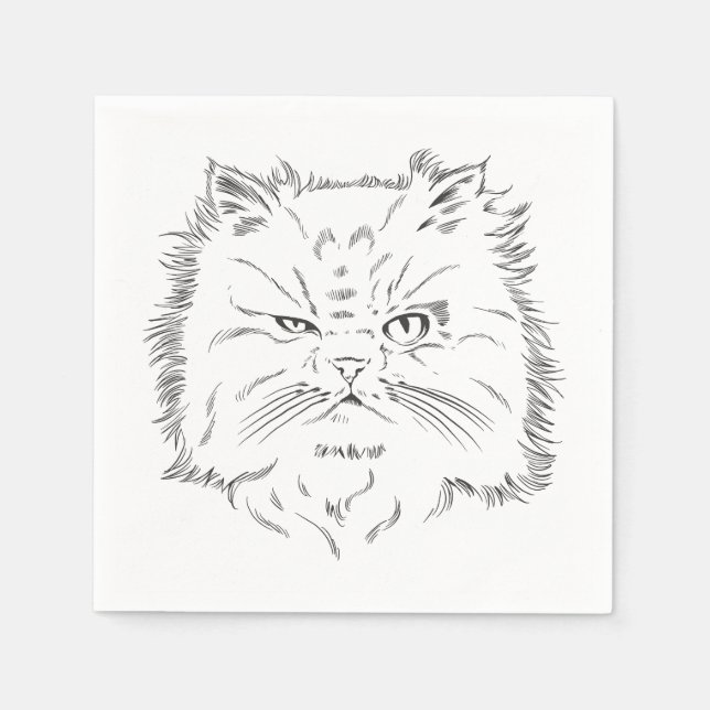 Head drawing of a Persian cat Napkin (Front)