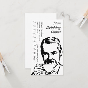 Head Drinking Line Art Morning Cuppa Loyalty Card