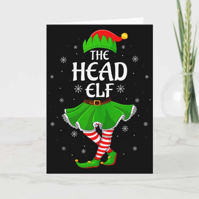 Head Elf Christmas Family Girls Women Elf Squad Xm Card (Front)