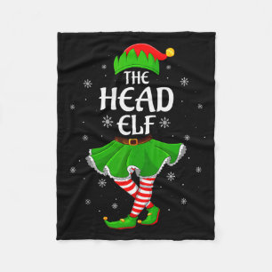 Head Elf Christmas Family Girls Women Elf Squad Xm Fleece Blanket