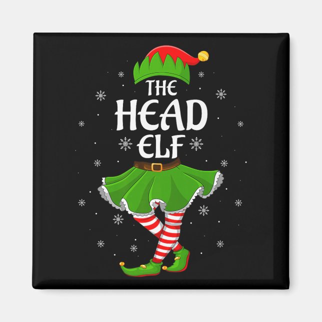 Head Elf Christmas Family Girls Women Elf Squad Xm Magnet (Front)