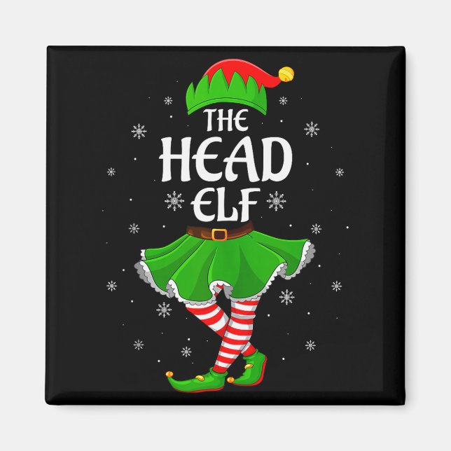 Head Elf Christmas Family Girls Women Elf Squad Xm Magnet (Front)