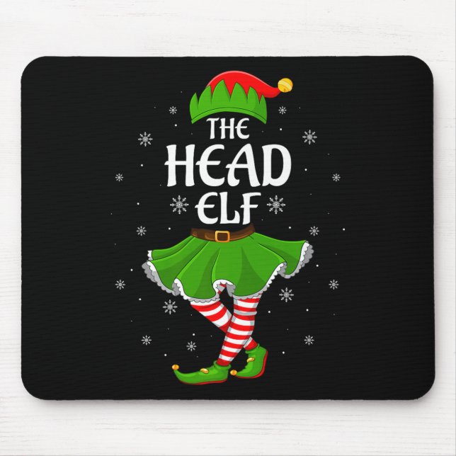 Head Elf Christmas Family Girls Women Elf Squad Xm Mouse Mat (Front)