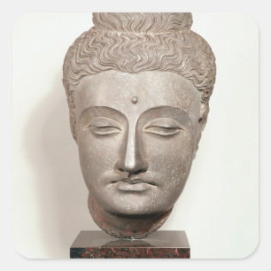 Head from a statue of the Buddha, from Square Sticker