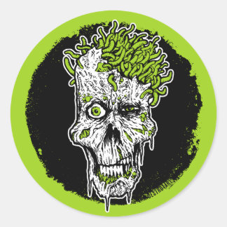 Head Full of Worms round sticker