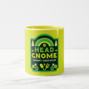 Head Garden Gnome Community Garden Two-Tone Coffee Mug