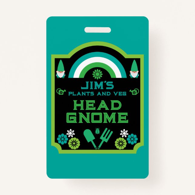 Head Garden Gnome Gardener ID Badge (Front)