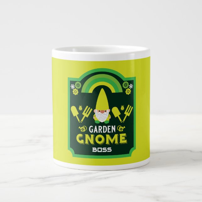 Head Garden Gnome Gardener Large Coffee Mug (Front)