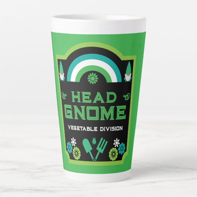 Head Garden Gnome Gardener Latte Mug (Front)