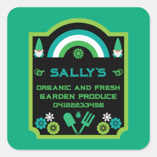 Head Garden Gnome Gardener Square Sticker