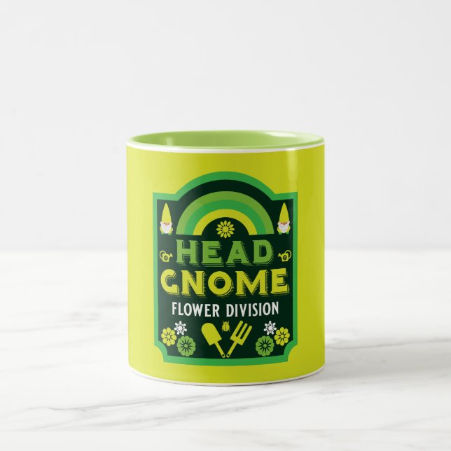Head Garden Gnome Two-Tone Coffee Mug (Center)
