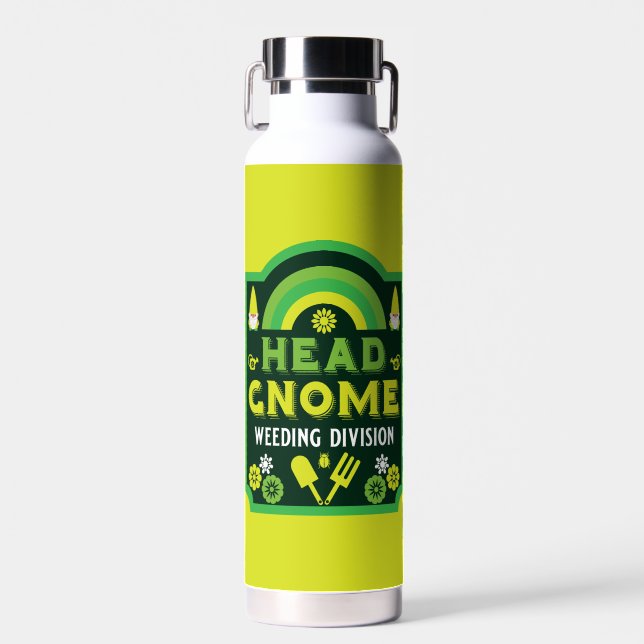 Head Garden Gnome Weeding Water Bottle (Front)