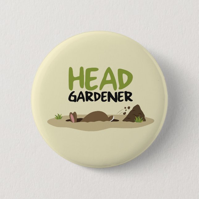 Head Gardener Illustration 6 Cm Round Badge (Front)