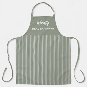 Head Gardener Name White Pinstripe Personalised Apron