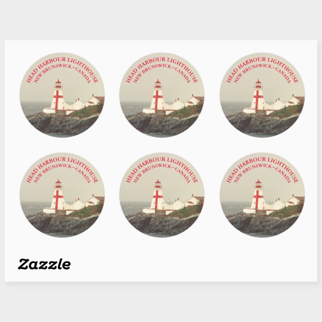 Head Harbour Lighthouse, NB Round Stickers (Sheet)