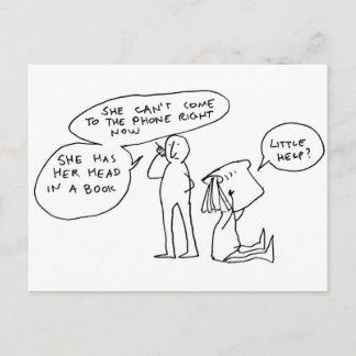 Head in a Book Postcard