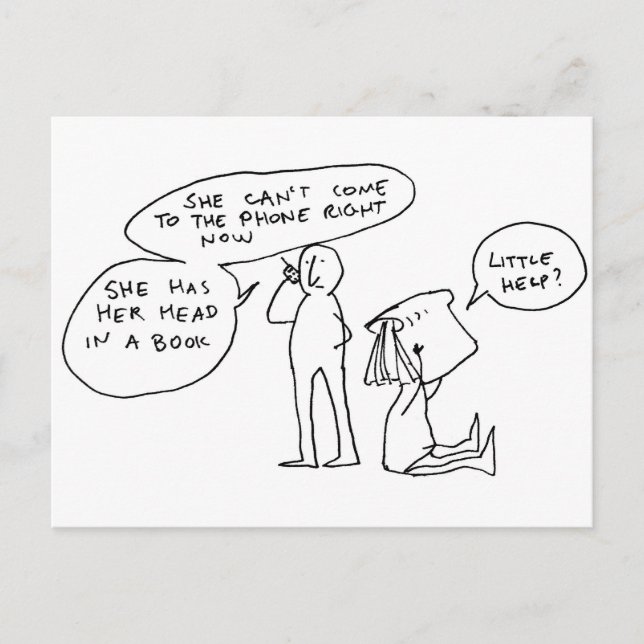 Head in a Book Postcard (Front)