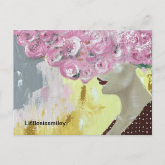 Head in a rose cloud woman  postcard