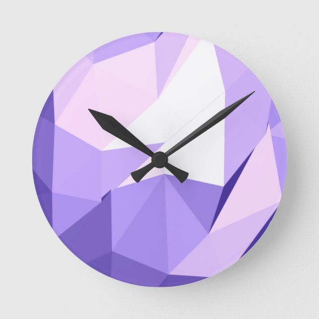Head in the Clouds :  abstract splash of purples Round Clock (Front)