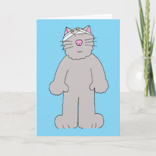 Head Injury Get Well Soon Cartoon Cat Card