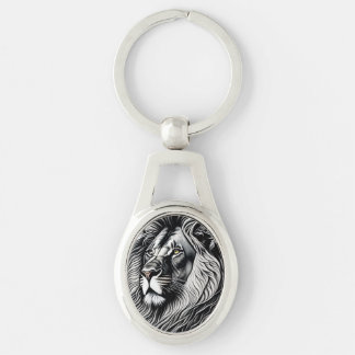 Head Lion Drawing Art Key Ring