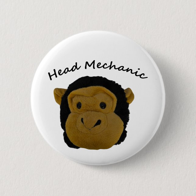 Head Mehanic 6 Cm Round Badge (Front)