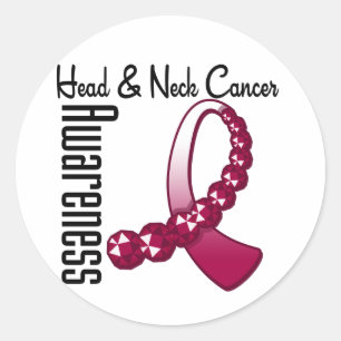 Head Neck Cancer Awareness Gemstone Ribbon Classic Round Sticker