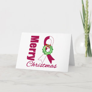 Head Neck Cancer Awareness Merry Christmas Ribbon Holiday Card