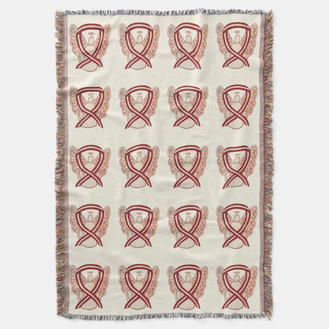 Head & Neck Cancer Awareness Ribbon Throw Blankets (Front Vertical)