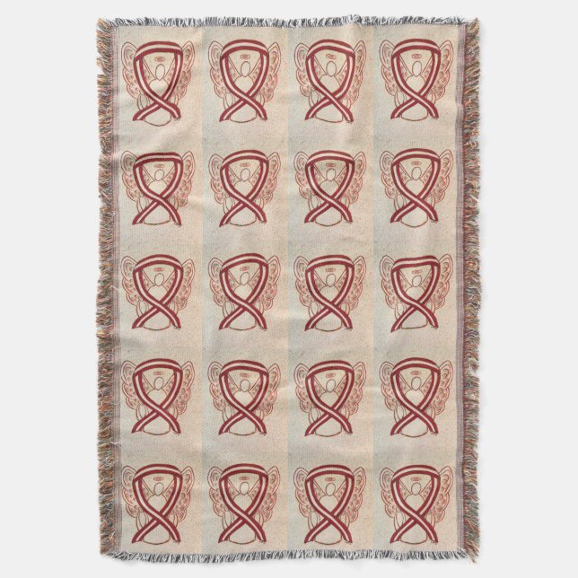 Head & Neck Cancer Awareness Ribbon Throw Blankets (Front Vertical)