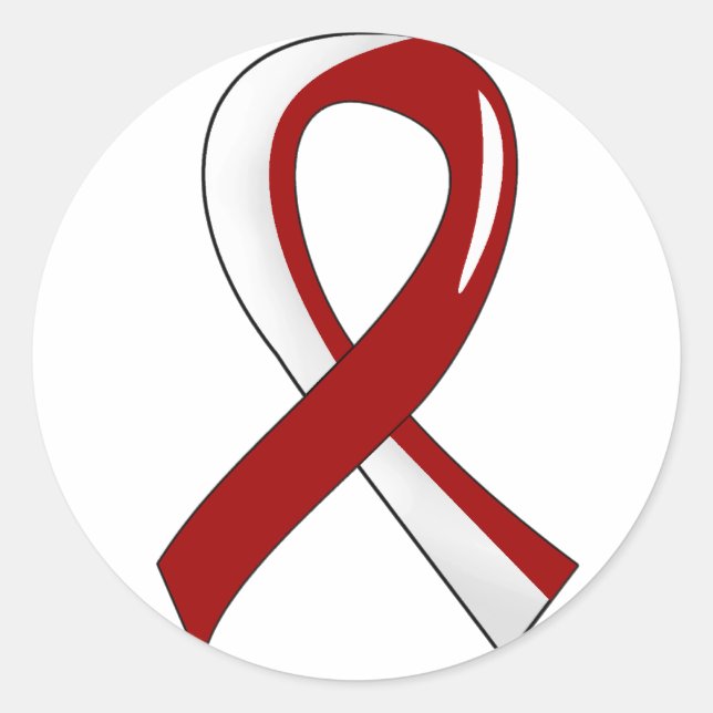 Head Neck Cancer Burgundy White Ribbon 3 Classic Round Sticker (Front)