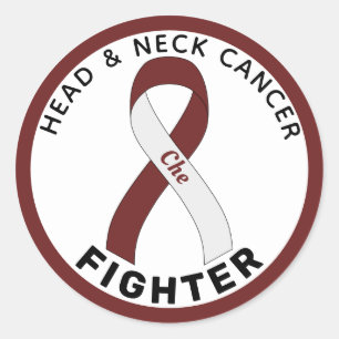 Head & Neck Cancer Fighter Ribbon White Classic Round Sticker