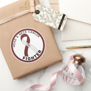 Head & Neck Cancer Fighter Ribbon White Classic Round Sticker