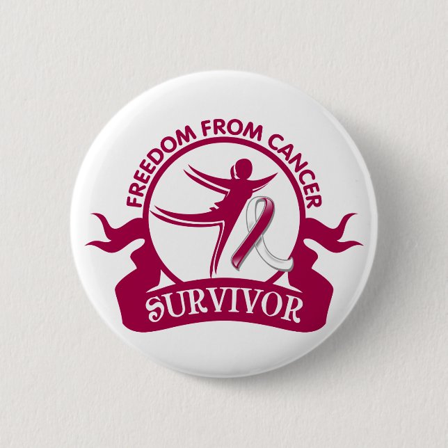 Head Neck Cancer - Freedom From Cancer Survivor 6 Cm Round Badge (Front)