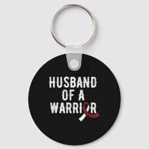 Head Neck Cancer Husband Burgundy Ribbon Awareness Key Ring