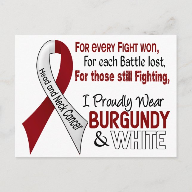 Head & Neck Cancer I Proudly Wear Burgundy White 1 Postcard (Front)