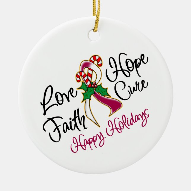 Head Neck Cancer Love Hope Holidays Ceramic Tree Decoration (Front)