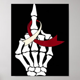 Head Neck Cancer Middle Finger Burdy Ivory Ribbon Poster