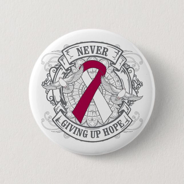 Head Neck Cancer Never Giving Up Hope 6 Cm Round Badge (Front)