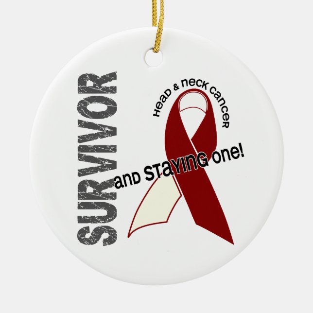 HEAD NECK CANCER Survivor 1 Ceramic Tree Decoration (Front)