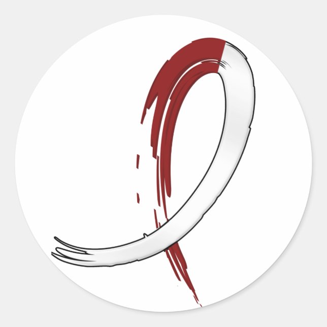 Head Neck Cancer's Burgungy and White Ribbon A4 Classic Round Sticker (Front)