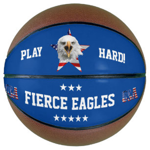 Head Of A Bald Eagle, Star, USA Flag Basketball