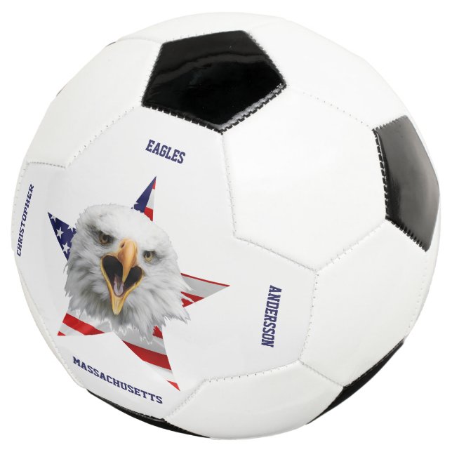 Head Of A Bald Eagle, Star, USA Flag Football (Three Quarter)